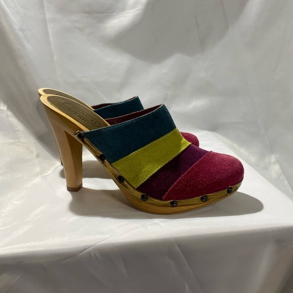 NWOT Coach Y2K Katy suede striped mule clogs - Picture 2 of 5